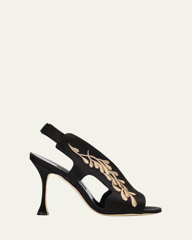 Pancrabonu Embroidered Satin Sandals